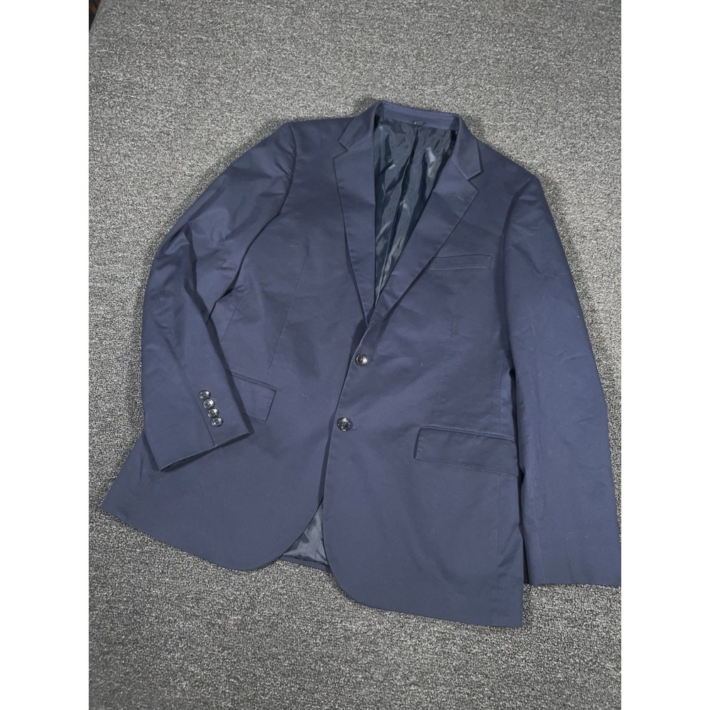J Crew Thompson Blazer Jacket Men's 44L Navy Blue Canvas Stretch Modern Business